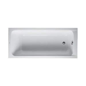 DURAVIT 700100000000090 D-Code Bathtub With One Backrest Slope, Soaking, Rectangle Shape, 66-7/8 in L x 29-1/2 in W, Center Drain, White