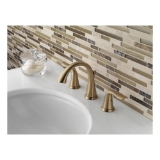 DELTA® 3538-CZMPU-DST Lahara® Widespread Lavatory Faucet, 1.5 gpm Flow Rate, 3-5/8 in H Spout, 4 to 16 in Center, Champagne Bronze, 2 Handles, Pop-Up Drain