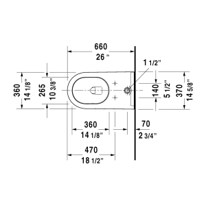 DURAVIT 2229090000 Toilet, Starck 3, Elongated Bowl, 15 in H Rim, 1.28 gpf, White