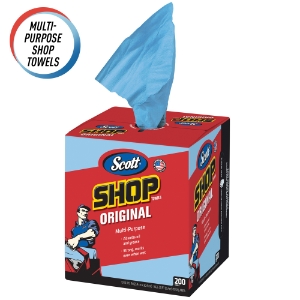 Scott® 75190 1-Ply Shop Towel, 10 in L x 13 in W, Blue, Pop-Up Box Package
