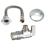 dahl 12" Toilet/Closet Supply Kit - dahl-ECO
One each 1/2" CPVC x 3/8" Plated Angle Stop, 12" Braided
Riser, 5/8" OD Escutcheon