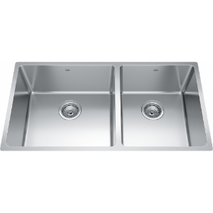 Kindred BCU1835R-9N Brookmore 34.5-in LR x 18.2-in FB x 9-in DP Undermount Double Bowl Stainless Steel Sink