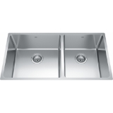 Kindred BCU1835R-9N Brookmore 34.5-in LR x 18.2-in FB x 9-in DP Undermount Double Bowl Stainless Steel Sink