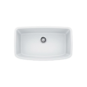 Blanco 441773 VALEA™ SILGRANIT® II Super Single Bowl Composite Sink, White, Rectangle Shape, 30 in L x 17 in W x 9-1/2 in D Bowl, 32 in L x 19 in W, Undermount, Granite