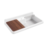 Kohler® 21103-1HW-0 Farmstead® Kitchen Sink, Rectangular Shape, 1 Faucet Hole, 45 in L x 25 in W x 13-7/8 in H, Freestanding Mount, Enameled Cast Iron, White