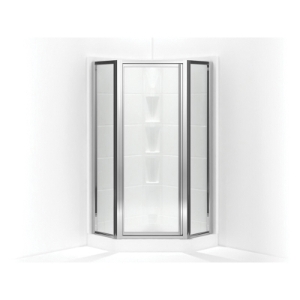 Sterling® SP2275A-38S SP2270 Neo-Angle Shower Door, Intrigue®, 27-9/16 in W Opening, Frameless Frame, 1/8 in THK Glass, Silver with Smooth/Clear Glass Texture