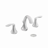 Moen® T6420 Eva® Widespread Bathroom Faucet, 1.5 gpm Flow Rate, 4 in H Spout, 8 to 16 in Center, Chrome, 2 Handles, Pop-Up Drain