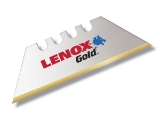 Lenox® Gold® General Purpose Utility Knife Blade With Dispenser, Sharp Point/Straight Edge, 1 in L x 3/4 in W Blade, Compatible With 2DZJ5 Utility Knife, 0.024 in THK, HSS