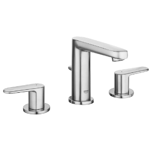 GROHE 20302ENA Europlus S-Size Widespread Bathroom Faucet, 1.2 gpm Flow Rate, 4-5/16 in H Spout, 5-1/2 to 13-3/8 in Center, Brushed Nickel, 2 Handles, Pop-Up Drain