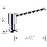 Blanco 400601 TORRE Soap Dispenser, 15 fl-oz Capacity, 4-1/2 in OAL, Deck Mount, Solid Brass