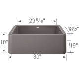 Blanco 401778 IKON™ SILGRANIT® Apron Front Composite Sink, Rectangle Shape, 30 in W x 10 in D x 19 in H, Granite, Metallic Gray