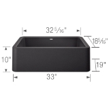 Blanco 401895 Ikon Apron Front Composite Sink, Rectangle Shape, 33 in W x 10 in D x 19 in H, Granite, Anthracite