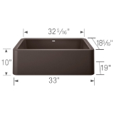 Blanco 401896 IKON™ SILGRANIT® Apron Front Composite Sink, Rectangle Shape, 33 in W x 10 in D x 19 in H, Granite, Cafe Brown