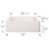 Blanco 401899 IKON™ SILGRANIT® Apron Front Composite Sink, Rectangle Shape, 33 in W x 10 in D x 19 in H, Granite, White