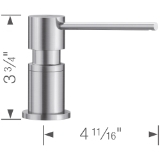 Blanco 402299 LATO Soap Dispenser, 10 fl-oz Capacity, 4-11/16 in OAL, Deck Mount, Solid Brass/Zamac