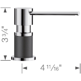 Blanco 402300 LATO Soap Dispenser, 10 fl-oz Capacity, 4-11/16 in OAL, Deck Mount, Solid Brass/Zamac