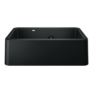 Blanco 402525 Ikon 1-3/4 Low Divide Offset Bowl Apron Front Kitchen Sink, Rectangular Shape, 33 in L x 19 in W x 10 in H, SILGRANIT®, Coal Black