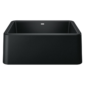 Blanco 402531 Ikon Apron Front Kitchen Sink, Rectangular Shape, 27 in L x 19 in W x 10 in H, Undermount, SILGRANIT®, Coal Black