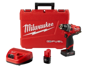 Milwaukee® M12™ FUEL™ 2504-22 Cordless Hammer Drill Kit, 1/2 in Keyless Chuck, 12 VAC, 0 to 450/0 to 1700 rpm No-Load, Lithium-Ion Battery