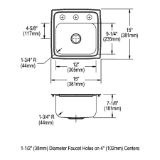 Elkay® BLH15C Lustertone™ Classic Bar Sink and Faucet Kit, Squared Shape, 12 in L x 9-1/4 in W Bowl x 7 in D Bowl, 3 Faucet Holes, 15 in L x 15 in W x 7-1/8 in D, Top Mounting, Stainless Steel