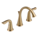 DELTA® 3538-CZMPU-DST Lahara® Widespread Lavatory Faucet, 1.5 gpm Flow Rate, 3-5/8 in H Spout, 4 to 16 in Center, Champagne Bronze, 2 Handles, Pop-Up Drain