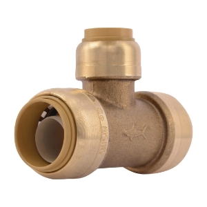 Sharkbite® U374LF Pipe Tee, 1 in Nominal, Push-Fit End Style, Brass