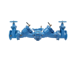 WATTS® 0113173 LF909 Large Inline Pattern Reduced Pressure Zone Assembly, 3 in Nominal, Flanged End Style, Non-Rising Stem Resilient Seated Gate Valve, Cast Iron Body, Reduced Pressure Zone