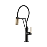 Brizo® 63243LF-BLGL Litze® Articulating Kitchen Faucet, 1.8 gpm Flow Rate, Swivel Spout, Matte Black/Luxe Gold, 1 Handle