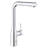 GROHE 30271000 Essence Kitchen Faucet, Residential, 1.75 gpm Flow Rate, 360 deg Swivel Spout, StarLight® Polished Chrome, 1 Handle, 1 Faucet Hole