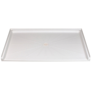 ELM® 3865 Barrier-Free Shower Floor with 360.100 Entry Ramp, CareGiver®, White, Center Drain, 65 in L x 38 in W x 4 in D
