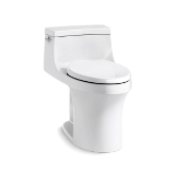 Kohler® 5172-0 Comfort Height® 1-Piece Toilet with Left Hand Trip Lever, San Souci®, Compact Elongated Bowl, 16-1/2 in H Rim, 12 in Rough-In, 1.28 gpf, White