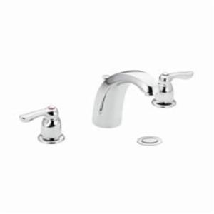Moen® 4945 Chateau® Widespread Bathroom Faucet, 1.5 gpm Flow Rate, 4-1/4 in H Spout, 8 to 16 in Center, Polished Chrome, 2 Handles, 50/50 Pop-Up Drain