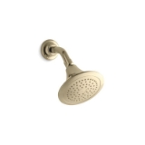 Kohler® 10282-AK-AF Single Function Showerhead with Katalyst® Air-Induction Spray, Forte®, 2.5 gpm Minimum, 1 Spray, Wall Mount, 5-1/2 in Dia x 4-5/8 in H Head, Vibrant® French Gold