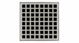 Infinity Drain® Q5PS 5" x 5" Strainer with Squares Pattern Decorative Plate and 2" Throat in Polished Stainless