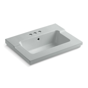 Kohler® 2979-4-95 Tresham® Bathroom Sink With Overflow Drain, Rectangular Shape, 2 in Faucet Hole Spacing, 25-7/16 in W x 19-1/16 in D x 7-7/8 in H, ITB/Vanity Top Mount, Vitreous China, Ice Gray™