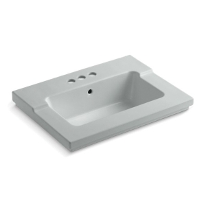 Kohler® 2979-4-95 Tresham® Bathroom Sink with Overflow Drain, Rectangular Shape, 2 in Faucet Hole Spacing, 25-7/16 in W x 19-1/16 in D x 7-7/8 in H, ITB/Vanity Top Mount, Vitreous China, Ice Grey