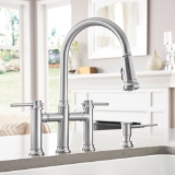 Blanco 442505 Empressa Bridge Faucet With Dual Spray, 1.5 gpm Flow Rate, Stainless, 1 Handle, 3 Faucet Holes, Function: Traditional