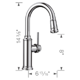 Blanco 442512 Bar Faucet, EMPRESSA™, Polished Chrome, 1 Handle, 1.5 gpm
