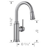 Blanco 442513 Bar Faucet, EMPRESSA™, Stainless, 1 Handle, 1.5 gpm