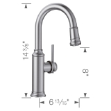 Blanco 442513 Bar Faucet, Empressa, Stainless, 1 Handle, 1.5 gpm