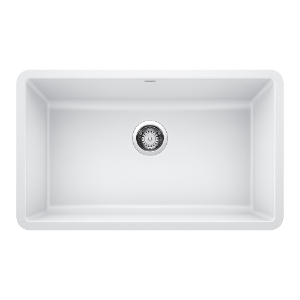 Blanco 442533 PRECIS™ SILGRANIT® Composite Sink, White, Rectangle Shape, 28 in L x 16 in W x 9-1/2 in D Bowl, 30 in L x 18 in W, Undermount, Granite