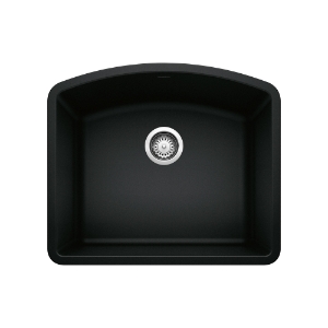 Blanco 442906 DIAMOND™ Kitchen Sink, Coal Black, Specialty Shape, 22 in L x 18.81 in W x 10 in D Bowl, 24 in L x 20.8 in W x 10.366 in H, Undermount, SILGRANIT®