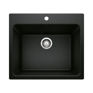 Blanco 442924 LIVEN™ Dual-Mount Laundry Sink, 25 in L x 22 in W x 12.366 in H, Drop-In/Undermount, SILGRANIT®, Coal Black