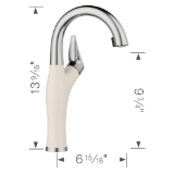 Blanco 443041 Faucet, Artona, PVD Steel/Soft White, 1 Handle, 1.5 gpm Flow Rate