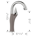 Blanco 443042 Faucet, Artona Bar, PVD Steel/Volcano Gray, 1 Handle, 1.5 gpm Flow Rate