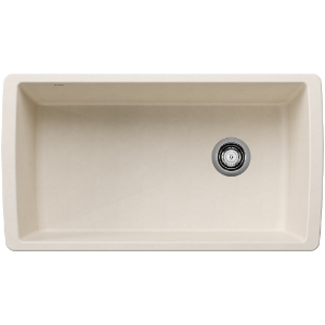 Blanco 443071 DIAMOND SILGRANIT® Super Single Sink, Soft White, Rectangle Shape, 9-1/2 in L x 30-1/2 in W Bowl x 16-1/2 in D Bowl, 9-15/16 in H x 33-1/2 in W x 18-1/2 in D, Undermounting, Granite