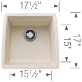 Blanco 443087 PERFORMA BAR SILGRANIT® Sink, Soft White, Rectangle Shape, 9 in L x 13-3/4 in W Bowl x 15 in D Bowl, 9-1/2 in H x 17-1/2 in W x 17 in D, Undermounting, Granite