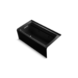 Kohler® 1122-LA-7 Archer® Bathtub with Integral Apron and Integral Flange, Whirlpool, Rectangle Shape, 60 in L x 32 in W, Left Drain, Black