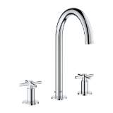 GROHE 20069003 20069_3 Atrio® M-Size Widespread Bathroom Faucet, Residential, 1.2 gpm Flow Rate, 7-1/2 in H Spout, 5-1/2 to 13-3/8 in Center, StarLight® Polished Chrome, 2 Handles