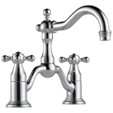 Brizo® 65538LF-PC Tresa® Widespread Bridge Lavatory Faucet, Commercial, 1.5 gpm Flow Rate, 5-1/2 in H Spout, 8 in Center, Polished Chrome, 2 Handles, Pop-Up Drain